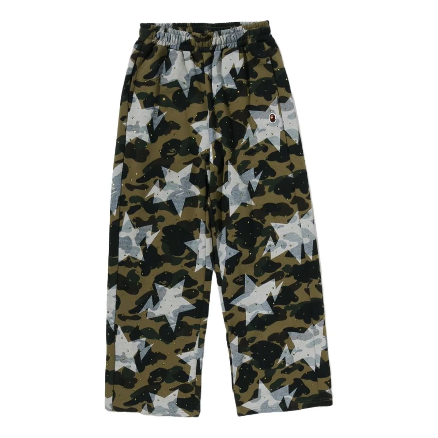 A Bathing Ape Sta Over Print 1St Camo Crystal Stone Sweat Pants 'Green' 1M30-252-304-GRN