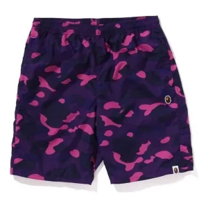 A Bathing Ape Color Camo Ape Head One Point Beach Shorts 'Purple' 1K30-153-006-PURPLE