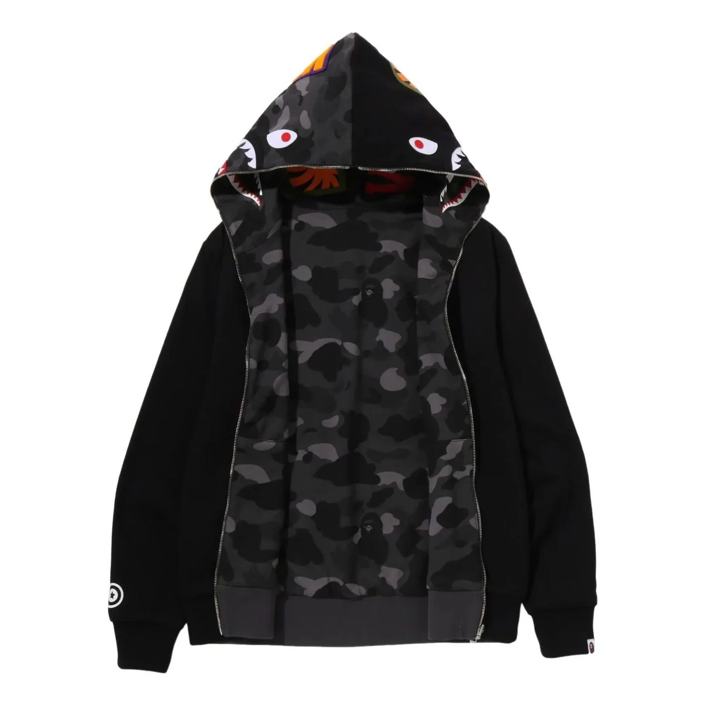 A Bathing Ape Color Camo Reversible Shark Full Zip Hoodie 'Black' 0ZXSWM004151QBKX