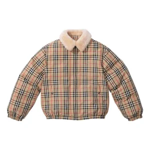 Supreme x Burberry Shearling Collar Down Puffer Jacket 'Tan Black White' SUP-SS22-157