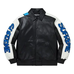 Supreme Smurfs Leather Varsity Jacket 'Black Blue White' SUP-FW20-166