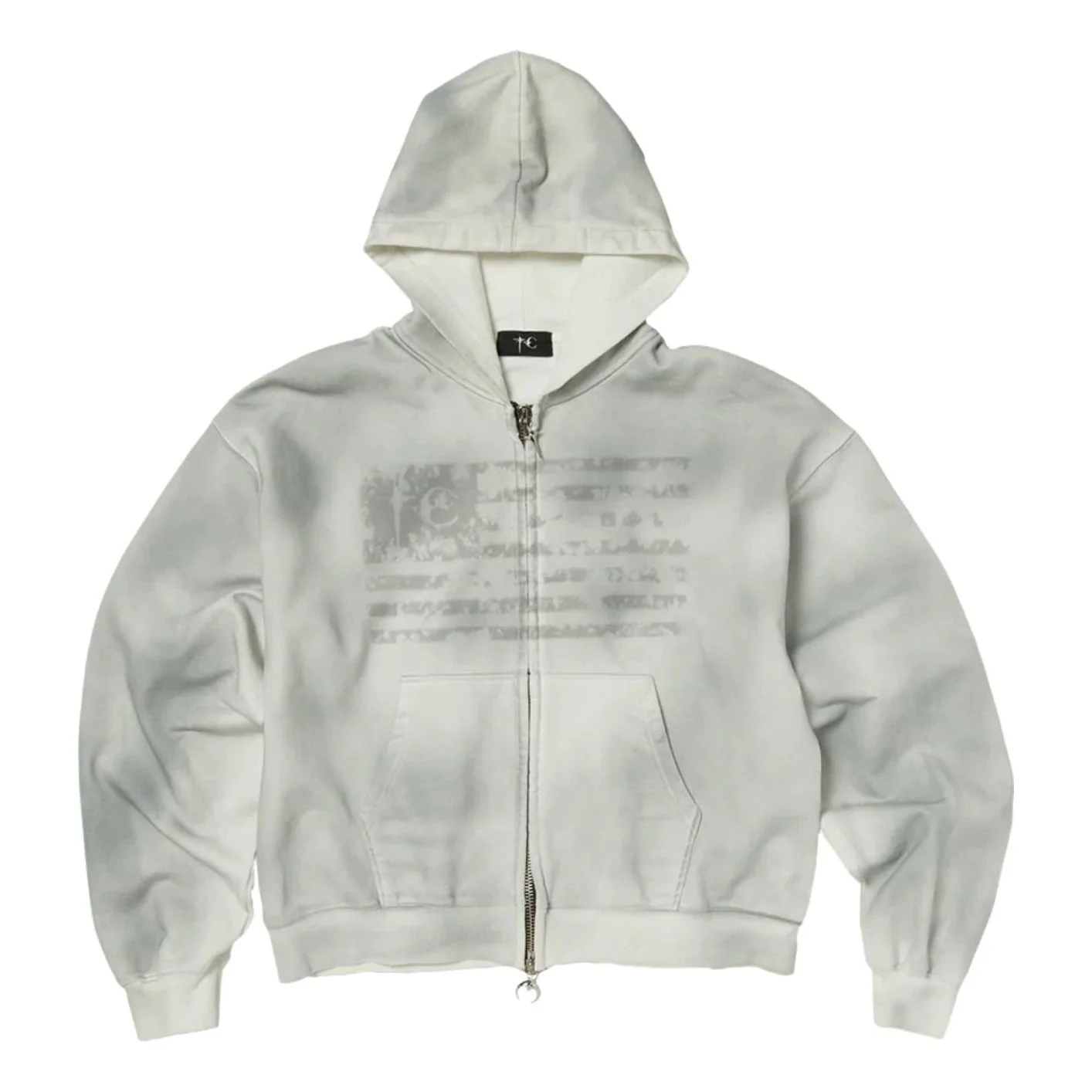 Thug Club Dirty Washed Old Glory Zip-Up Hoodie 'White' TC26SS1101