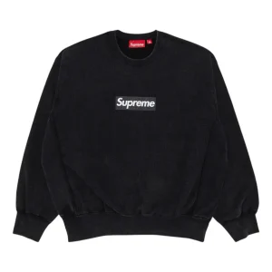 Supreme Washed Box Logo Crewneck 'Black' SS25SW2-BLACK