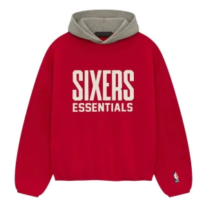 Fear of God Essentials x NBA Philadelphia 76ers Hoodie 'Red Grey' 192AL246600F