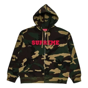 Supreme Collegiate Appliqué Zip Up Hooded Sweatshirt 'Woodland Camo' FW25SW28-WOODLAND-CAMO