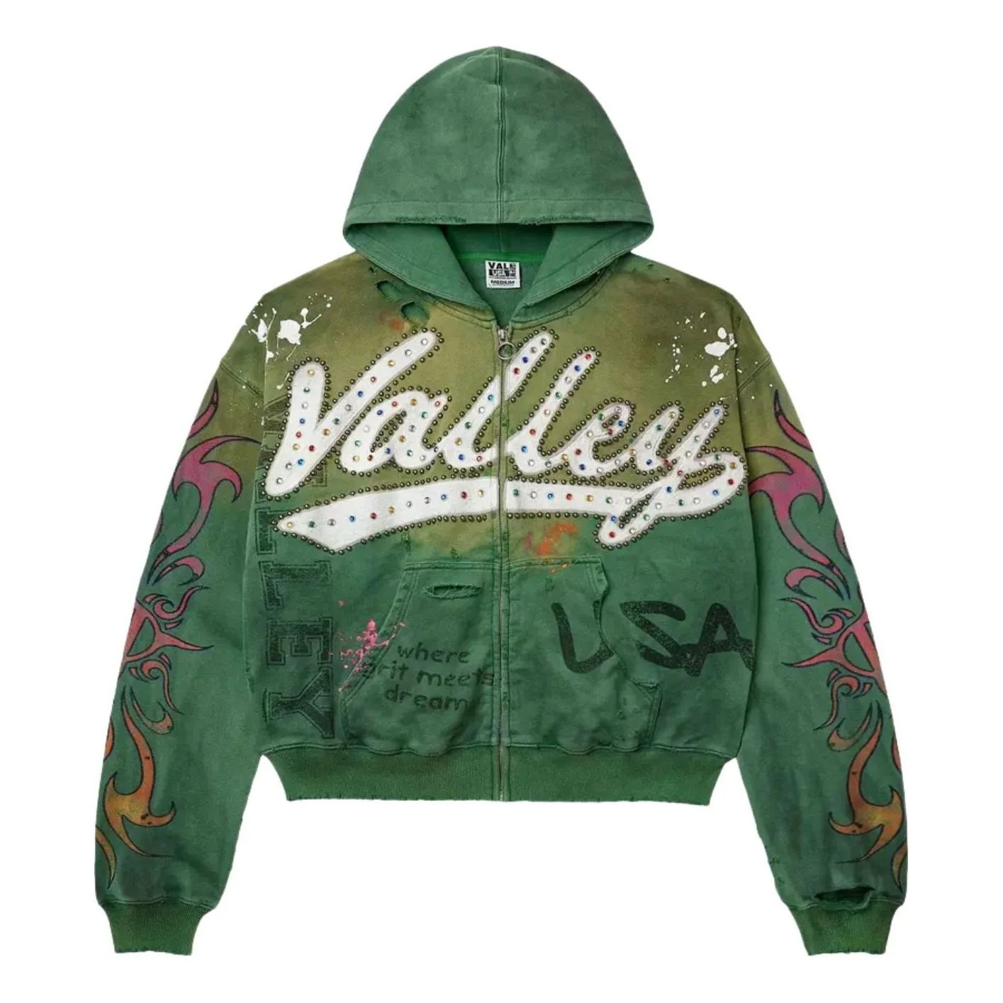 Vale Forever Inferno Zip Up Hoodie 'Green' VALE-09-007-IZU-GN