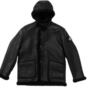 Supreme x Stone Island Hand-Painted Hooded Shearling Jacket 'Black' SUP-FW20-300