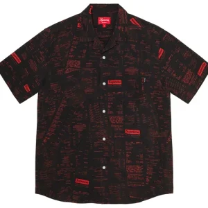 Supreme Receipts Rayon S/S Shirt 'Black Red' SUP-FW20-072