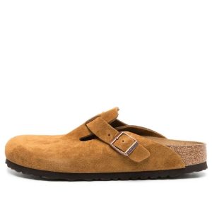 Birkenstock Boston Soft Footbed Suede Leather Narrow Fit Sandals 'Mink' 1027119