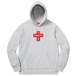 Supreme Cross Box Logo Hooded Sweatshirt 'Grey Red' SUP-FW20-335