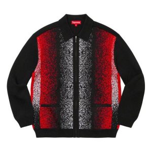 Supreme Gradient Stripe Zip Up Cardigan 'Black Red' SUP-SS22-123