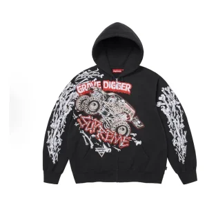 Supreme x Grave Digger SS26 Bones Zip Up Hooded Sweatshirt 'Black' SUP-SS26-321