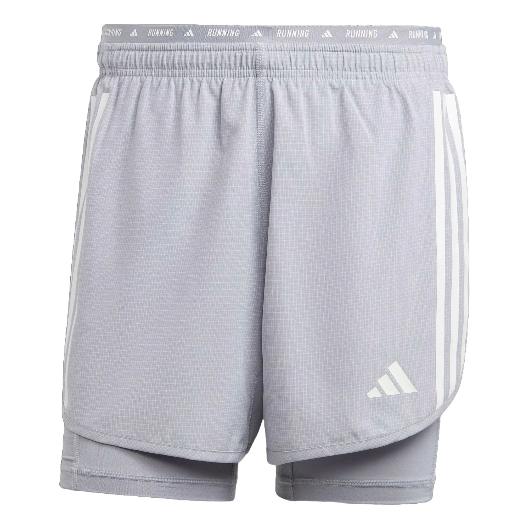 adidas Own the Run 3-Stripes 2-in-1 Shorts Asia Sizing 'Grey' IQ3807