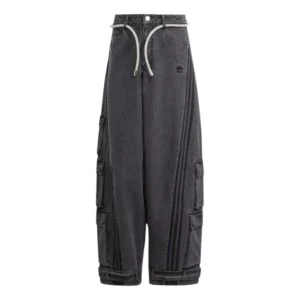 (WMNS) adidas Adilenium Denim Cargo Pants Asia Sizing 'Black' IV9345