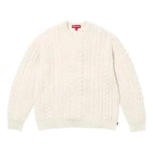 Supreme Applique Cable Knit Sweater 'White' SUP-FW23-230