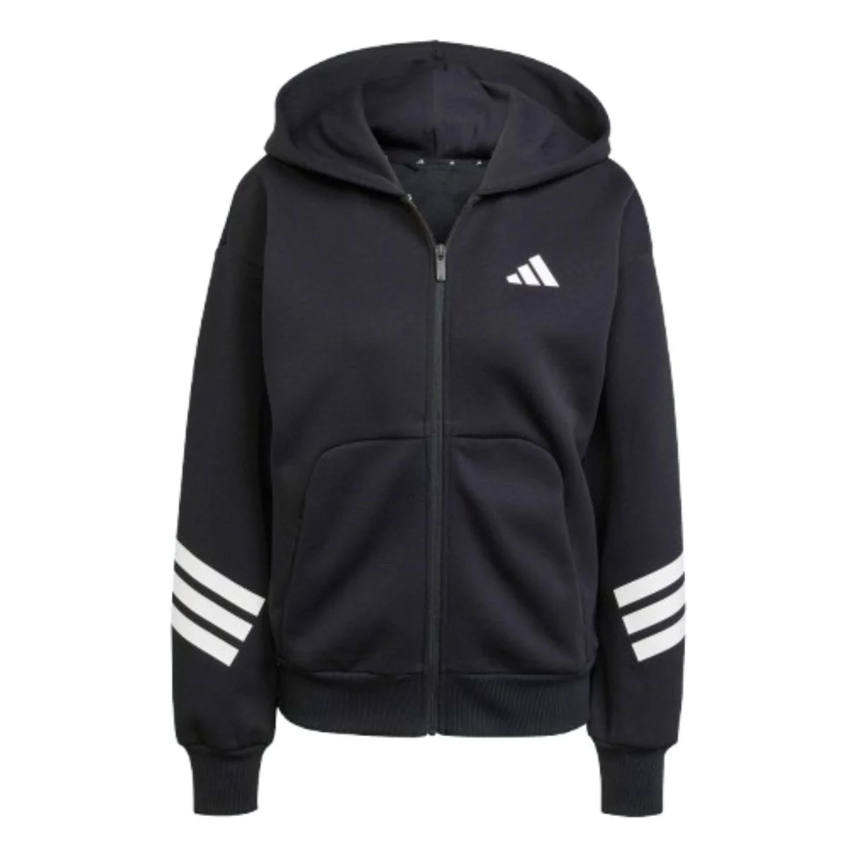 (WMNS) adidas Future Icons 3-Stripes Full-Zip Hoodie Asia Sizing 'Black White' JE0171