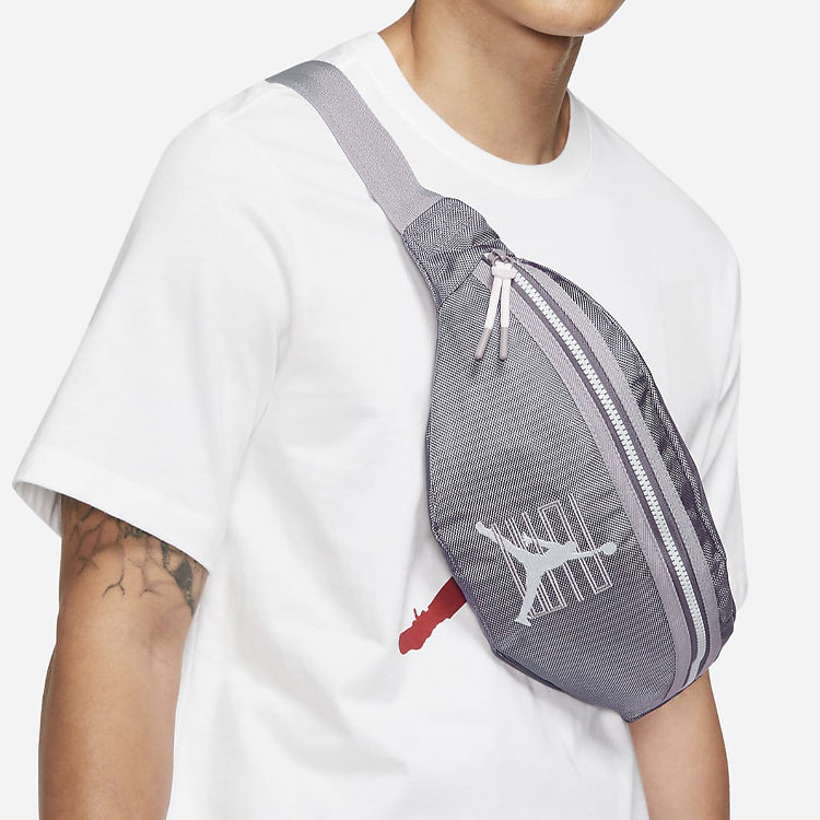 Air Jordan Unisex Polyester Crossbody Printing Logo Zipper Belt Bag Grey DV1870-056 - Image 6