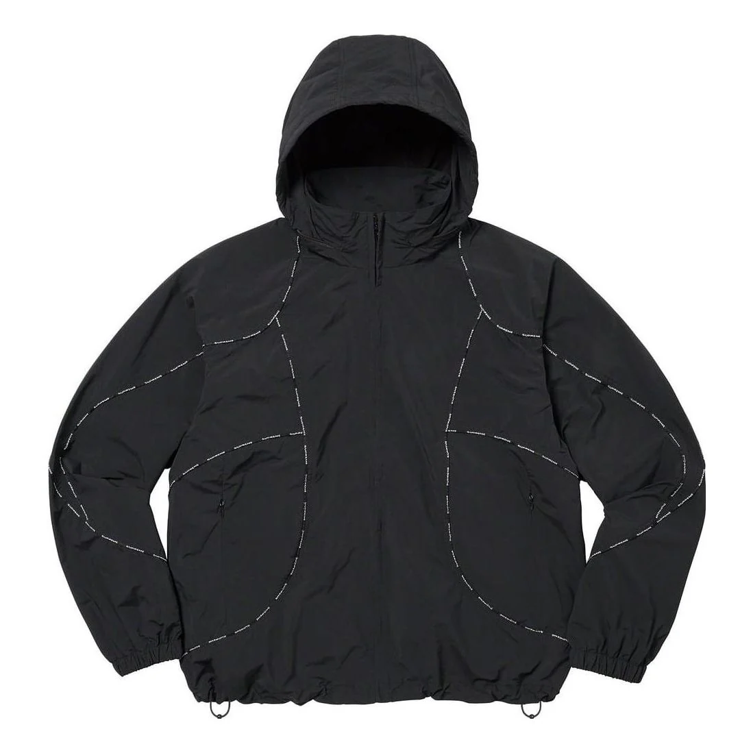 Supreme Logo Piping Hooded Track Jacket 'Black White' SUP-FW23-065