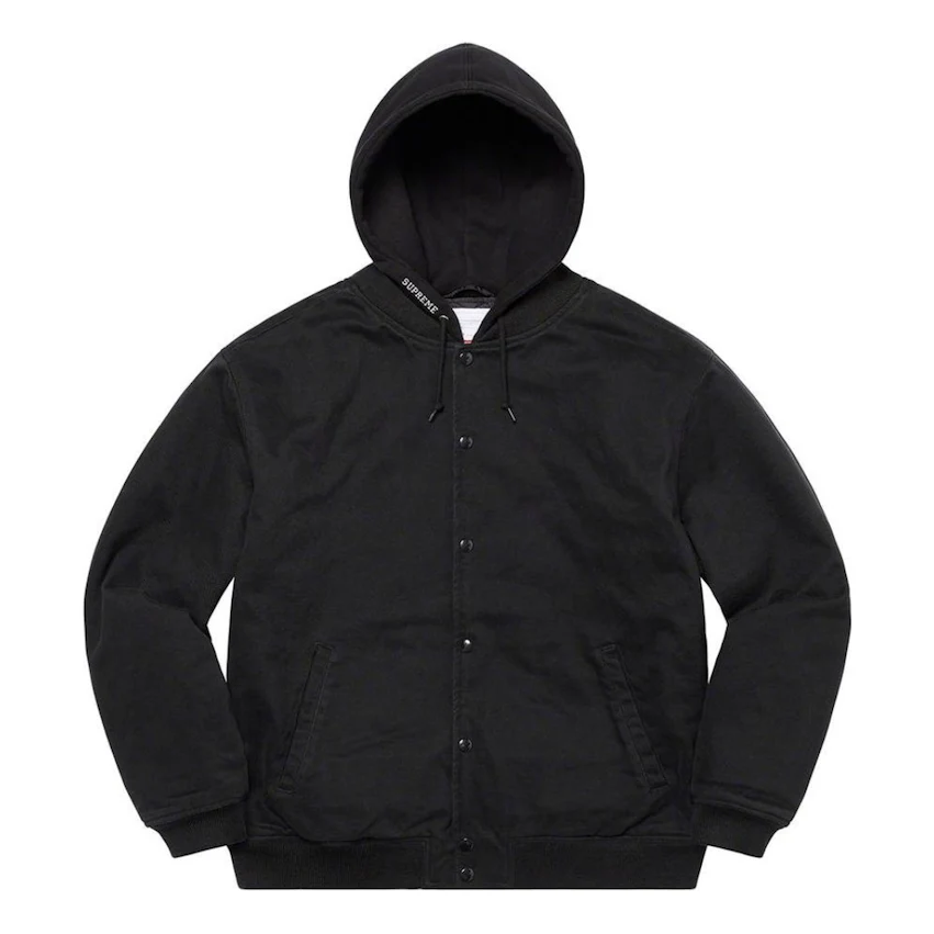 Supreme Hooded Twill Varsity Jacket 'Black' SUP-SS22-870-BLK