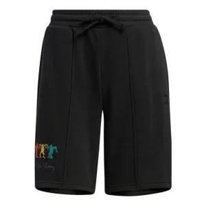 (WMNS) adidas Embroidered Letter Drawstring Shorts Asia Sizing 'Black' HS6830