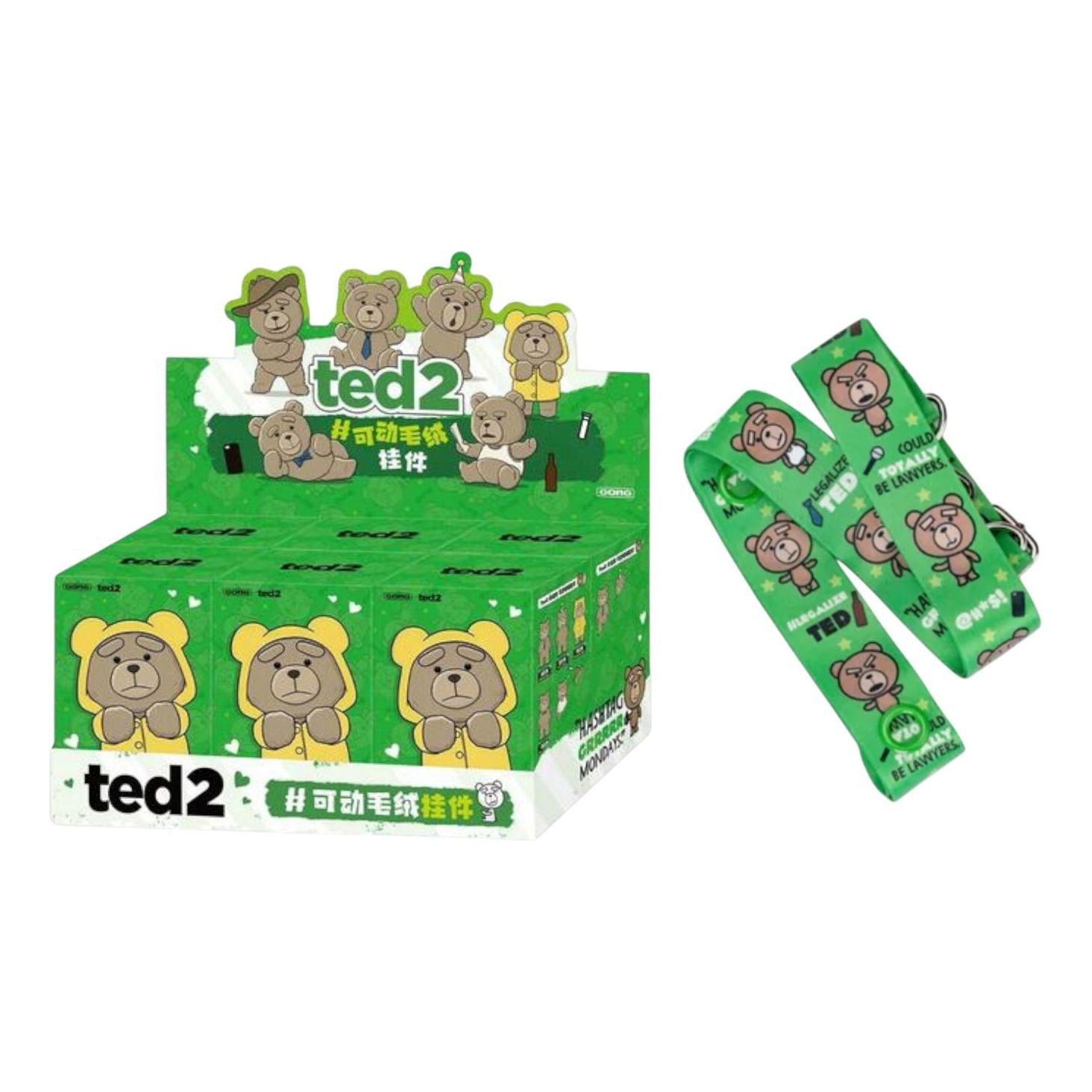 Pop Mart Ted2 Teddy Bear Action Plush Pendant Sealed Case (6 Blind Boxes) + Bib and Brace Special Bonus PPMT-2503-0035-831878952