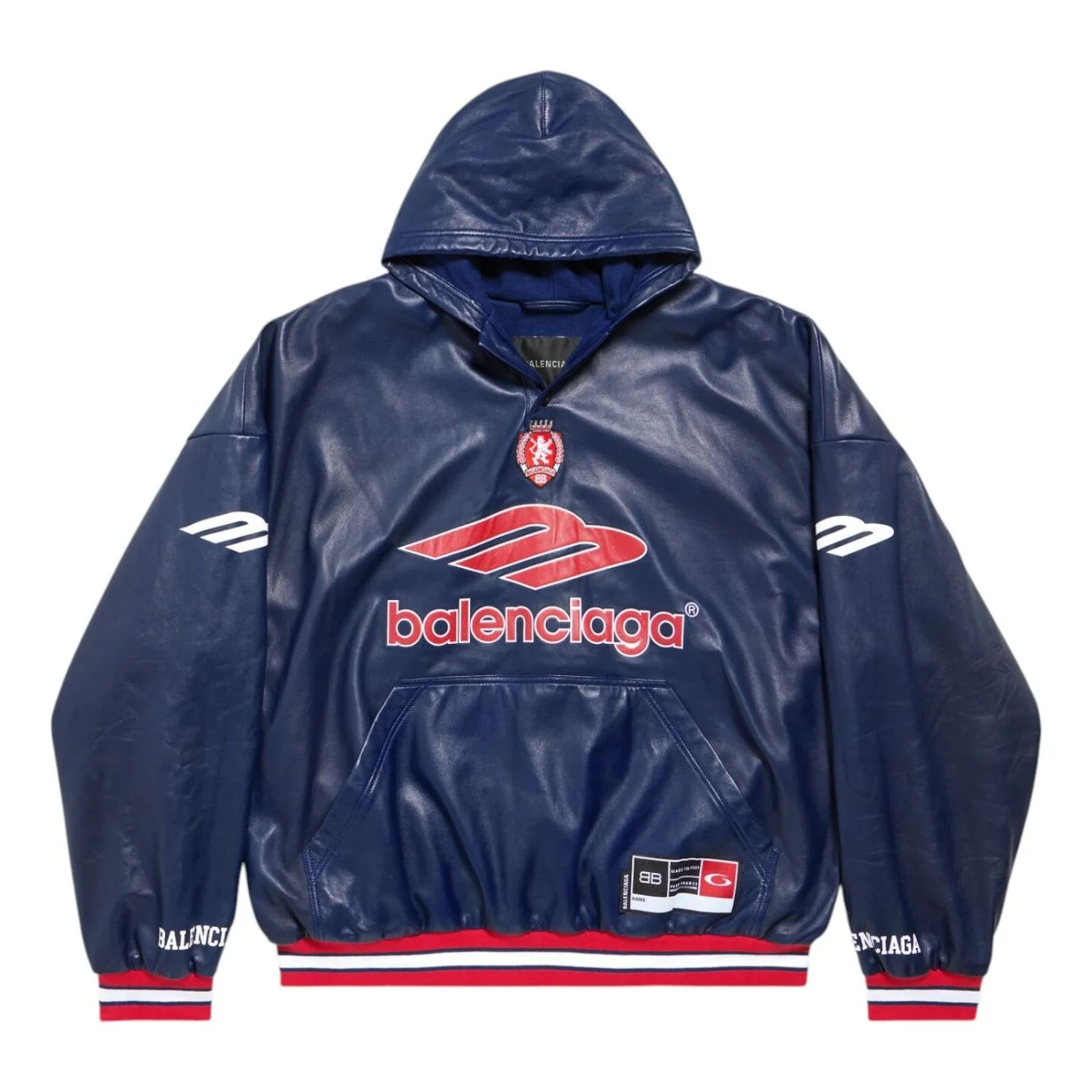 Balenciaga 3B Football Polo Hoodie 'Dark Navy Red' 856357TMS024100
