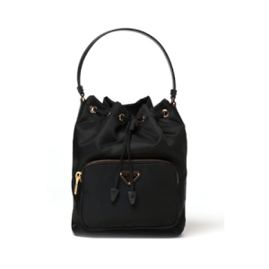 (WMNS) PRADA SS26 Duet Re-Nylon bucket bag 'Black Gold' 1BH038-RV44-F0002