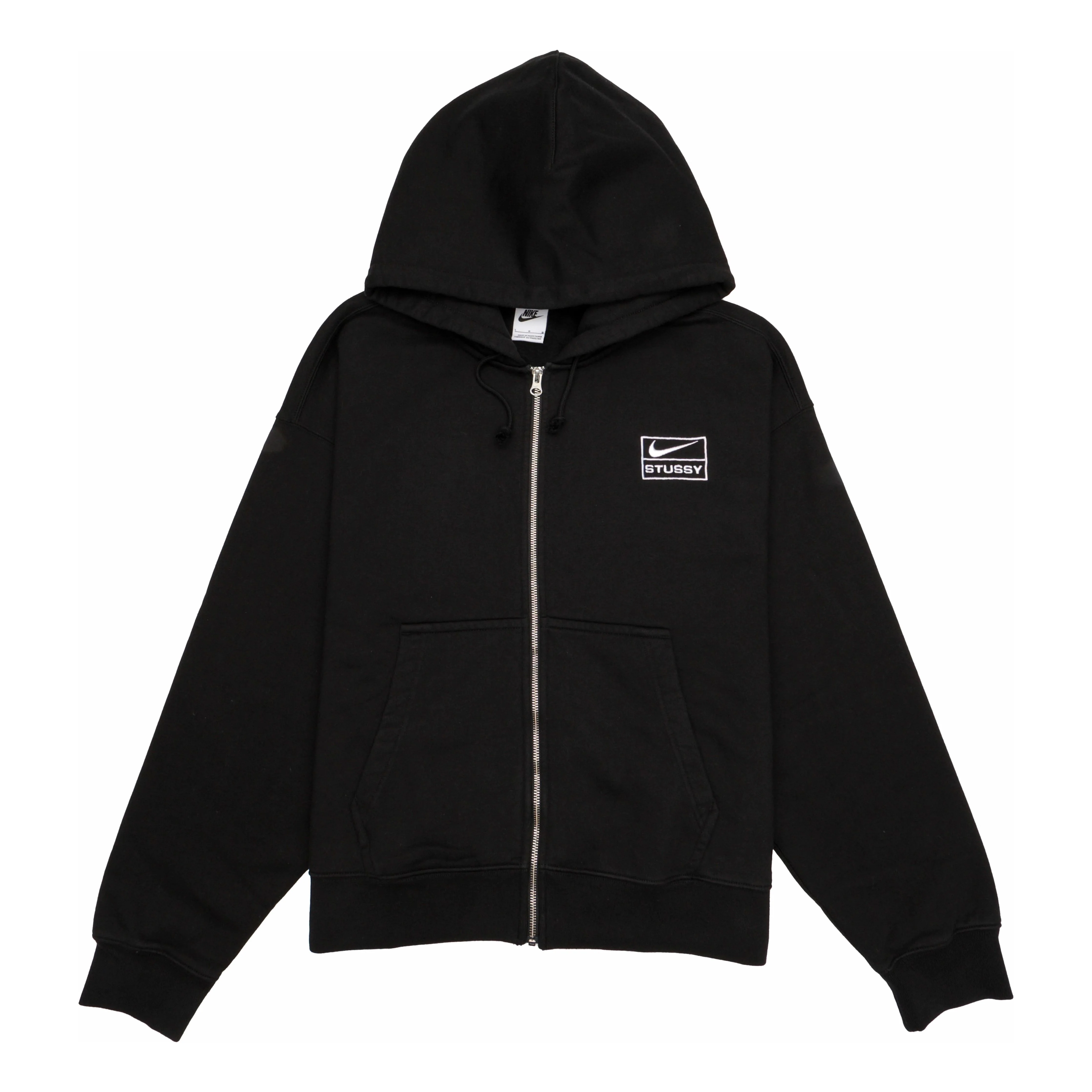 Nike x Stussy SS24 Full-Zip Fleece Hoodie 'Black White' FJ9175-010