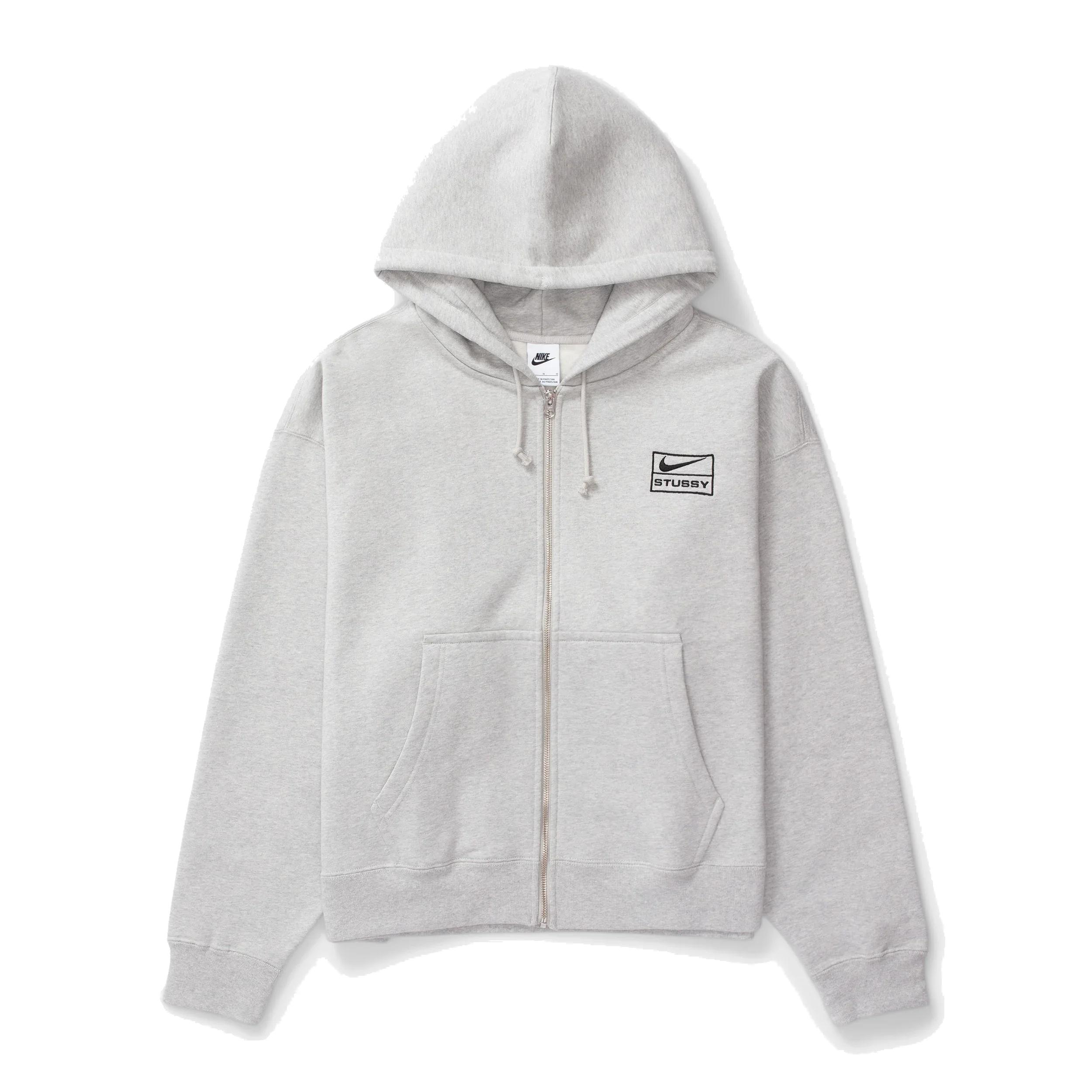 Nike x Stussy SS24 Full-Zip Fleece Hoodie 'Grey Black' FJ9181-050