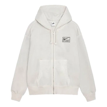 Nike x Stussy SS24 Full-Zip Washed Fleece Hoodie 'Light Bone' FZ9990-072