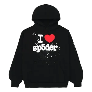 Sp5der I Heart SP5 Hoodie 'Black' SP5-LOVEBLK-HD