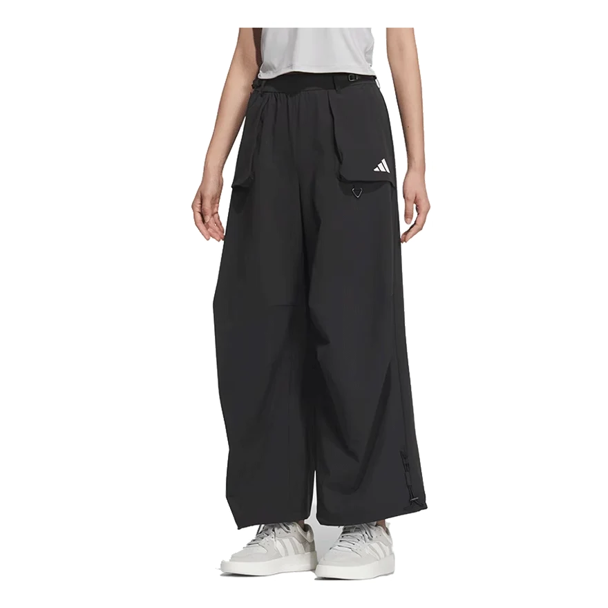 (WMNS) adidas Wide Pants Asia Sizing 'Black White' JZ2171