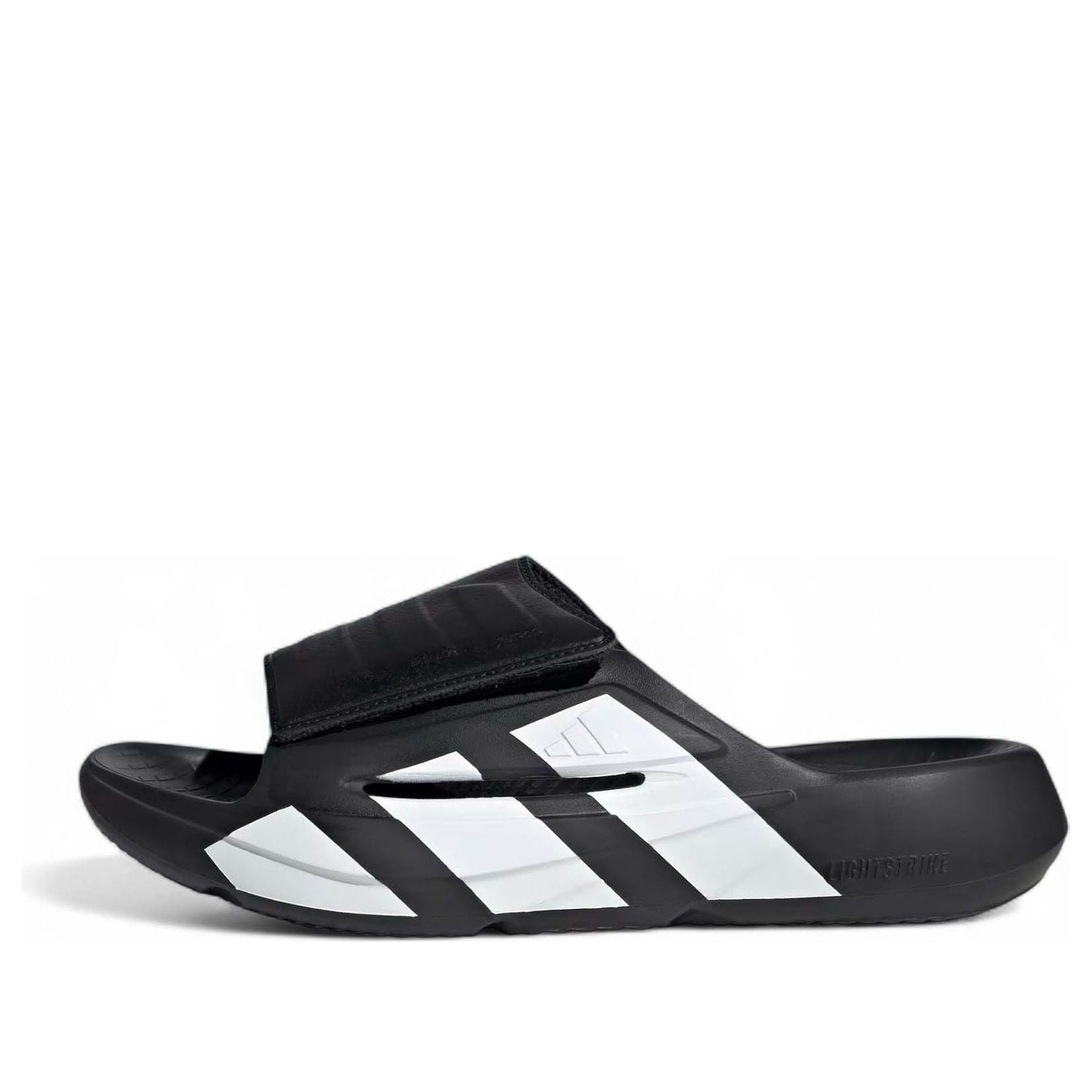 adidas Lightblaze Slides Asia Sizing 'Black White' JR1253