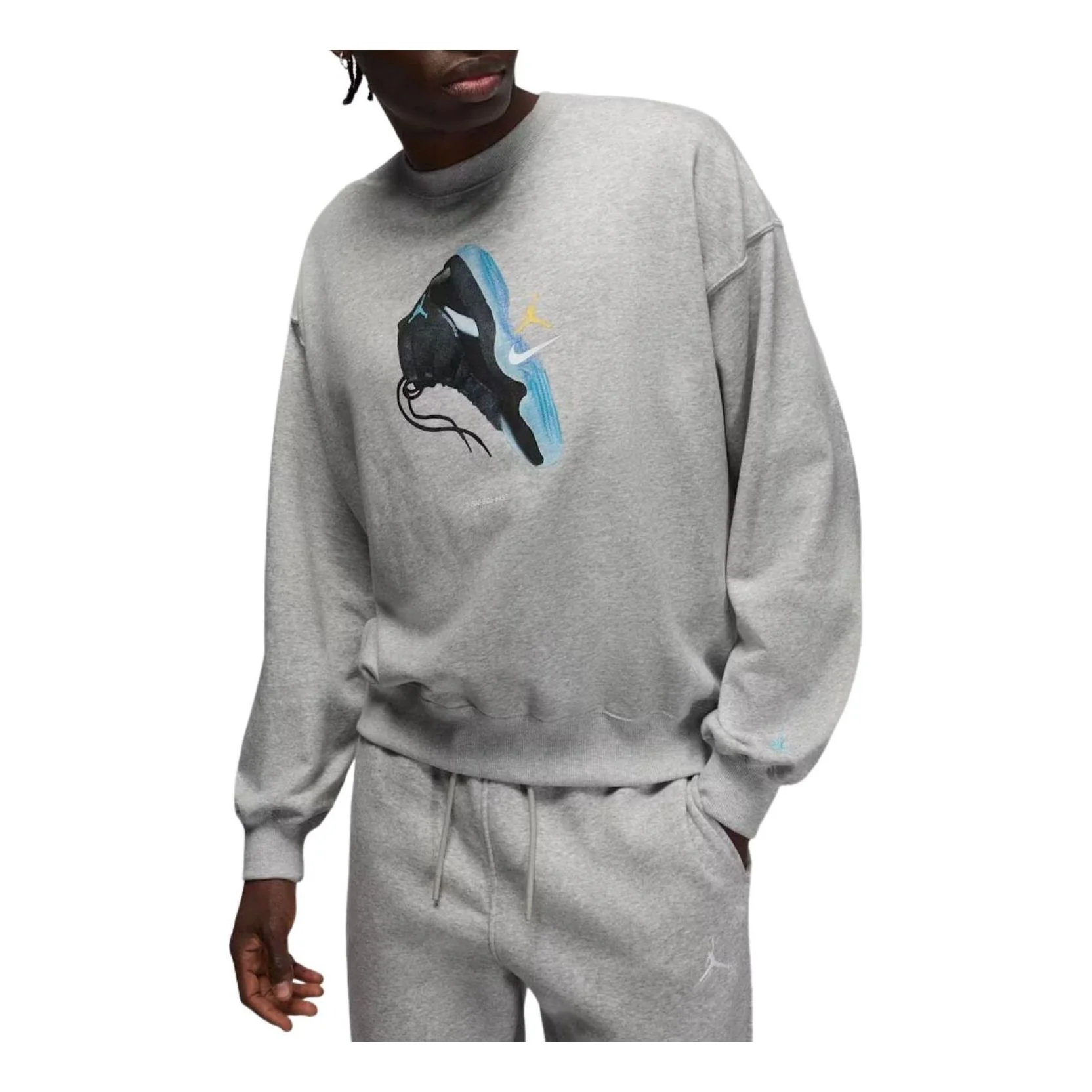 Air Jordan Brooklyn Fleece Crewneck Sweatshirt 'Grey Heather Gamma Blue' IM6301-050