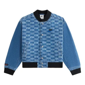 (PS) KITH x Nike Denim Laser Etched Varsity Jacket 'Mystic Navy' NKIO4898-461