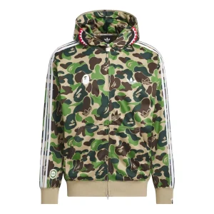 adidas x Bape Shark Track Hoodie Jacket Asia Sizing 'Crew Green' KF4916