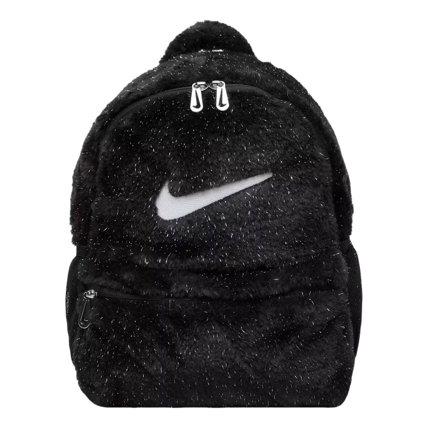 (GS) Nike Faux Fur 11L Backpack 'Black White' FZ1330-010
