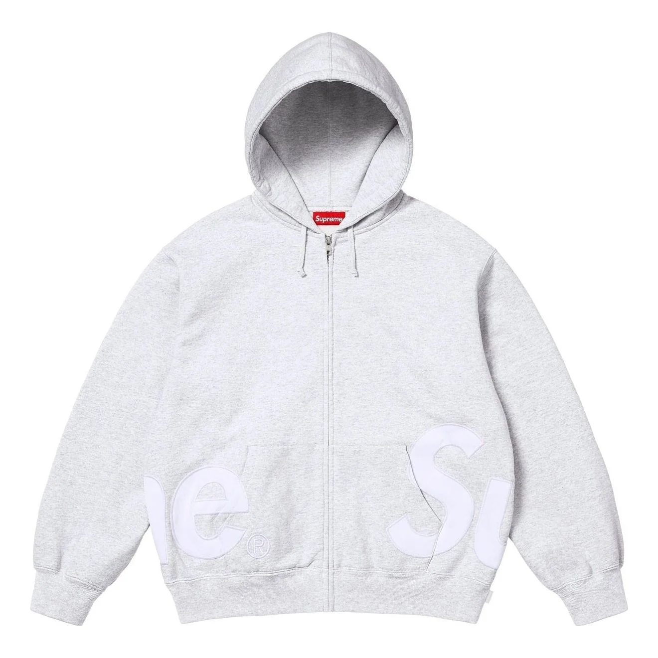 Supreme Big Logo Zip Up Hooded Sweatshirt 'Ash Grey' SS25SW46-ASH-GREY