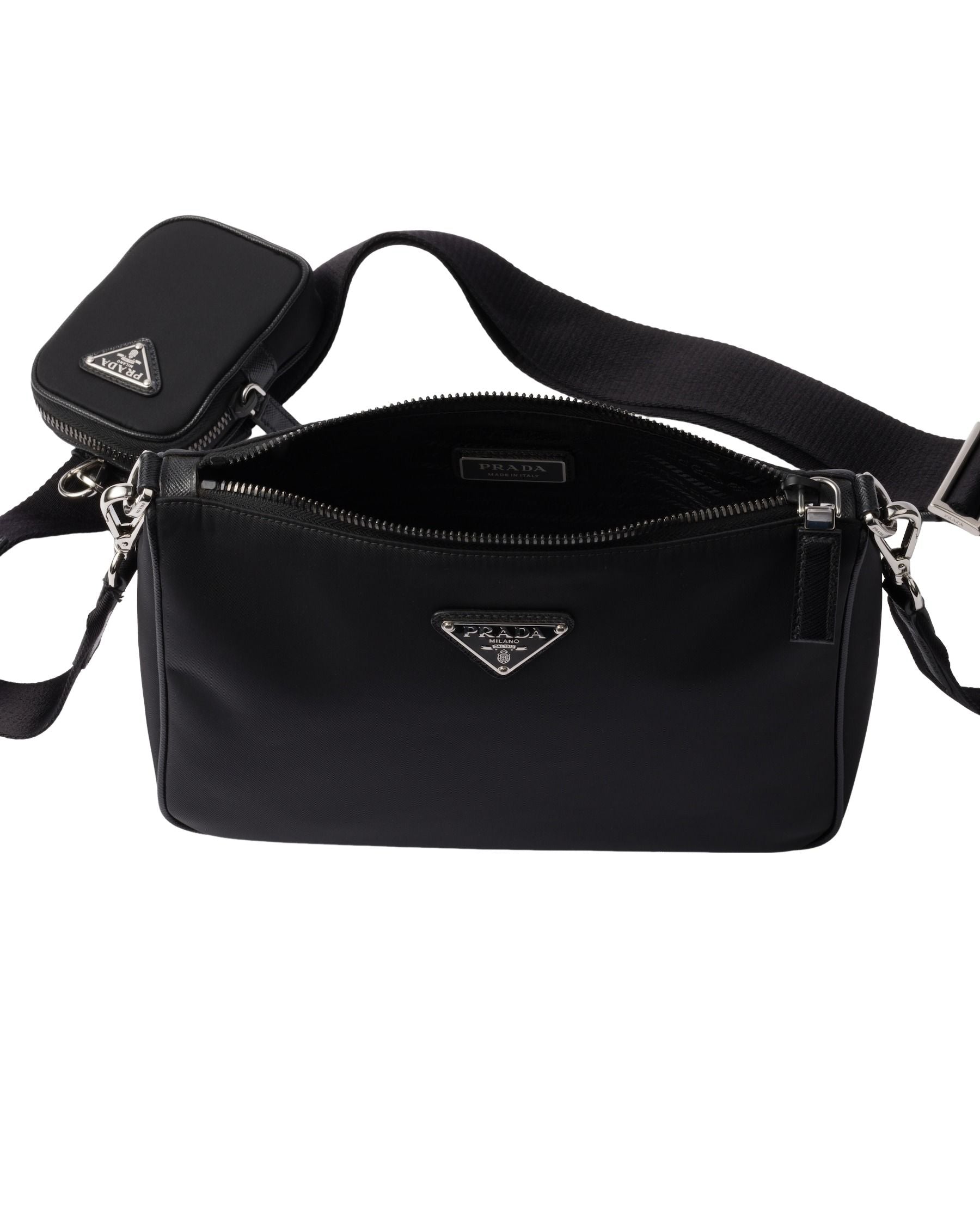 PRADA FW25 Re-Nylon and Saffiano Leather Shoulder Bag 'Black' 2VH113-2DMH-F0002 - Image 6