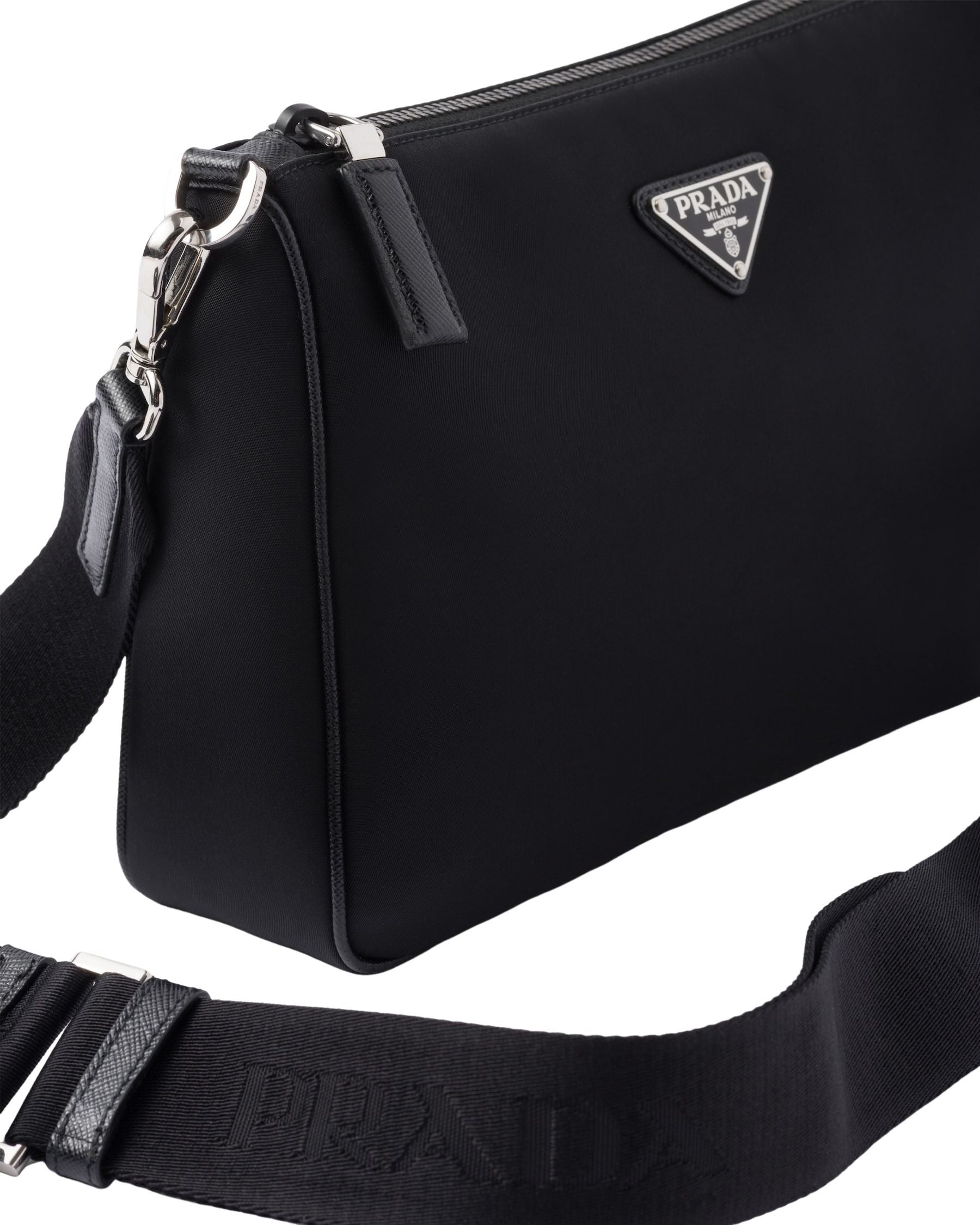 PRADA FW25 Re-Nylon and Saffiano Leather Shoulder Bag 'Black' 2VH113-2DMH-F0002 - Image 7