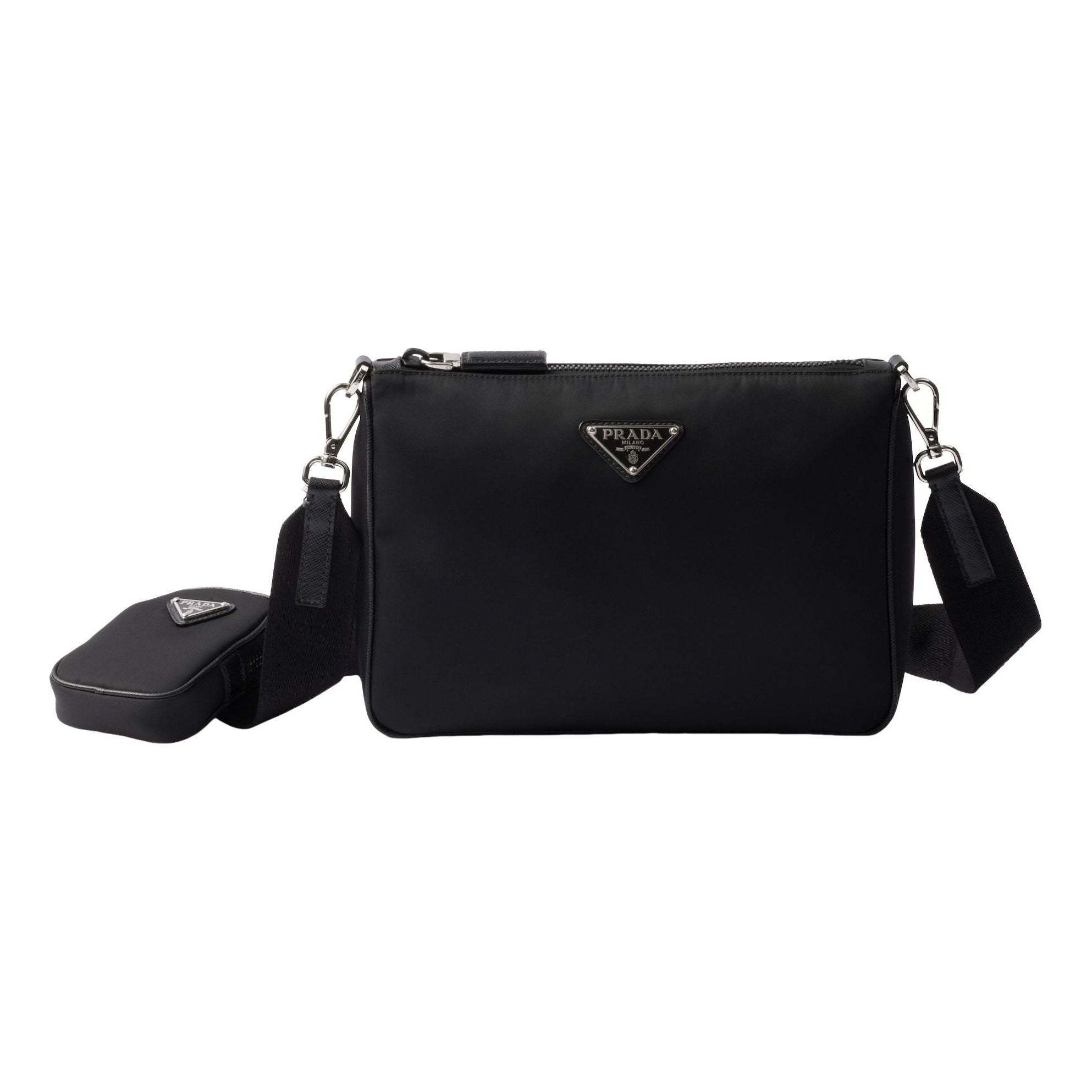 PRADA FW25 Re-Nylon and Saffiano Leather Shoulder Bag 'Black' 2VH113-2DMH-F0002