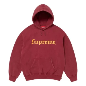 Supreme FW25 Washed Old English Hooded Sweatshirt 'Cardinal' SUP-FW25-107-CDL