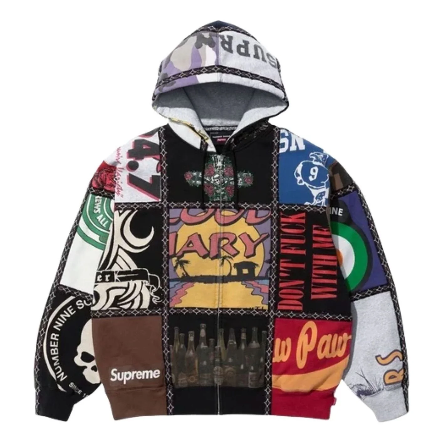 Supreme FW25 x Number (N)ine Patchwork Zip Up Hooded Sweatshirt 'Multicolor' FW25SW65-MULTICOLOR