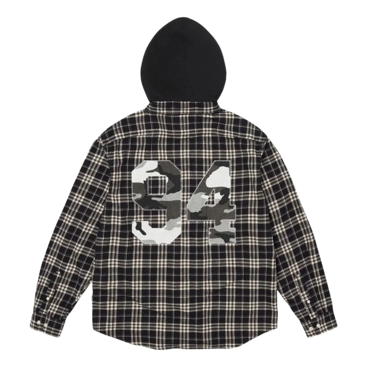 Supreme FW26 Appliqué Hooded Flannel Shirt 'Black' SUP-FW26-022-BLK