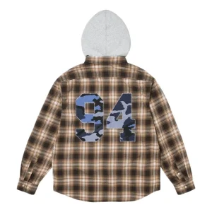 Supreme FW26 Appliqué Hooded Flannel Shirt 'Brown' SUP-FW26-022-BRN