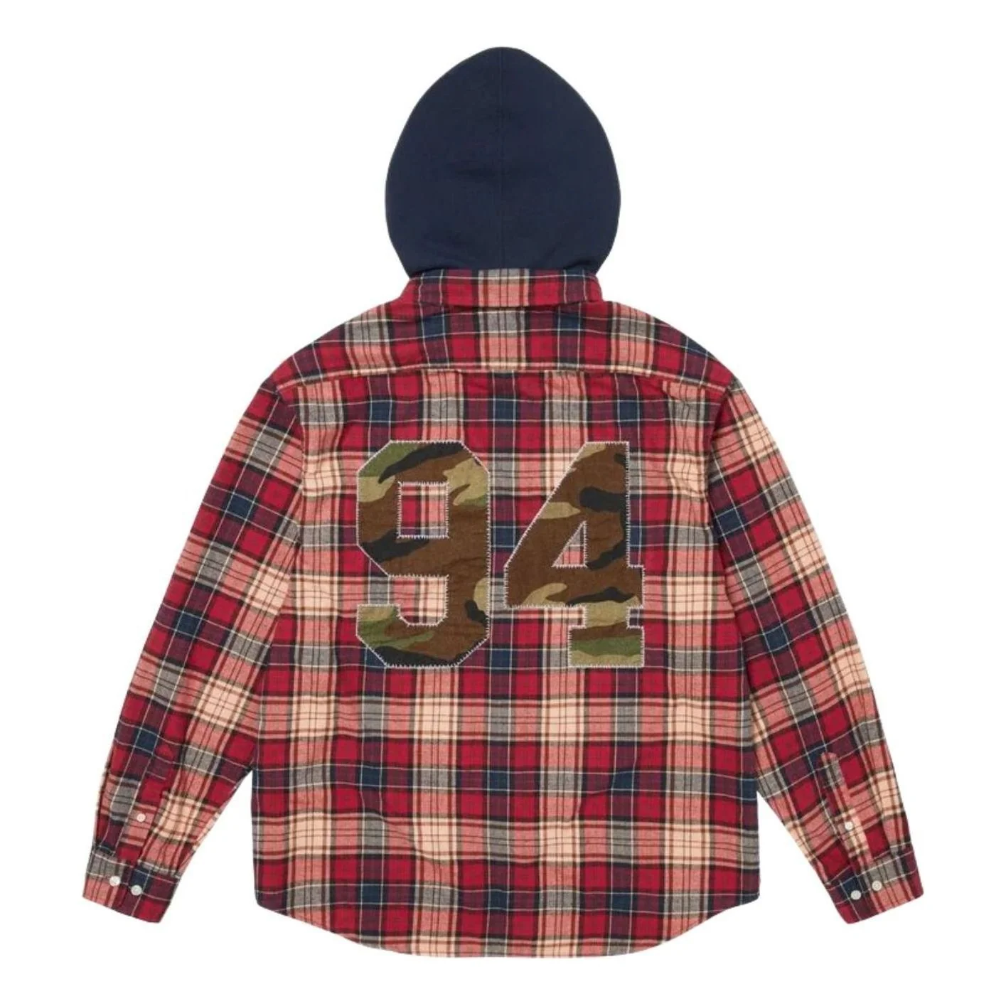 Supreme FW26 Appliqué Hooded Flannel Shirt 'Red' SUP-FW26-022-RED