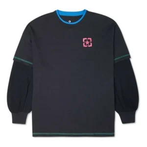 Converse Logo Printed Sweater Asia Sizing 'Black Blue' 10022261-A01