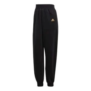 (WMNS) adidas Warm Golden Logo Pants Asia Sizing 'Black' GS8590
