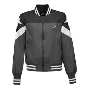 (WMNS) Converse Non-Padded Baseball Bomber Asia Sizing 'Grey White Black' 10017460-A02