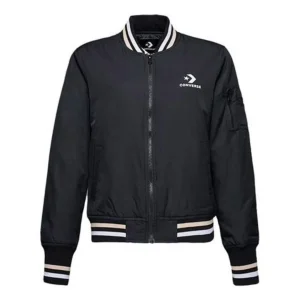 (WMNS) Converse Baseball Jacket Asia Sizing 'Black White' 10017469-A01